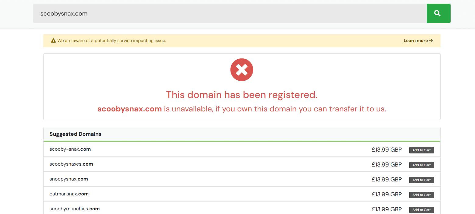 Domain suggestions