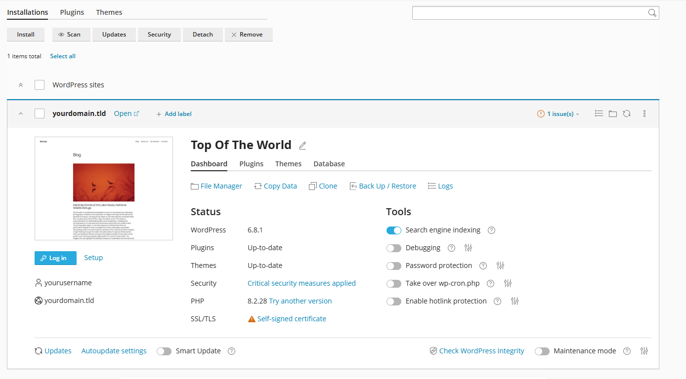 WP Toolkit Overview