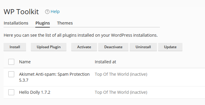 Inactive Plugins