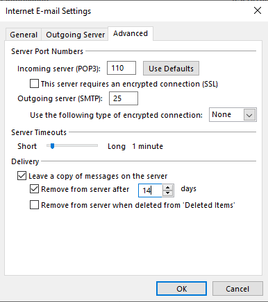 Outlook Advanced Settings