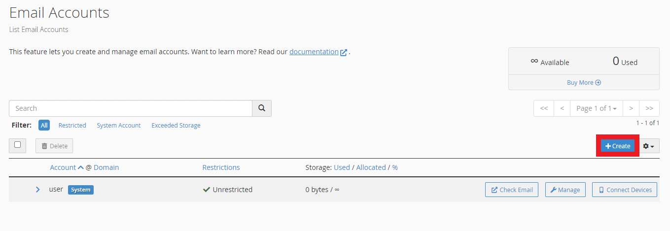 Email Accounts overview